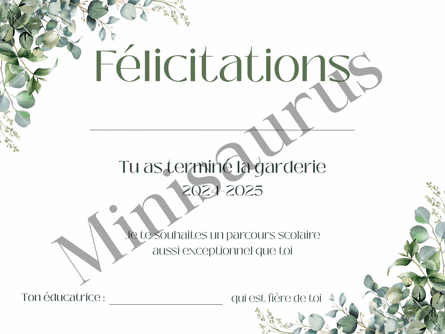 Certificat garderie ÉDUCATRICE
