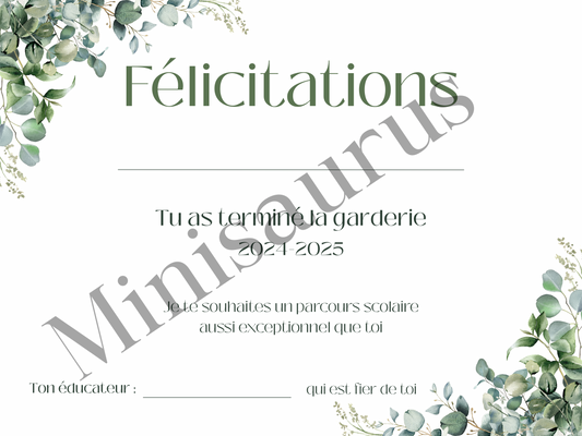 Certificat garderie ÉDUCATEUR